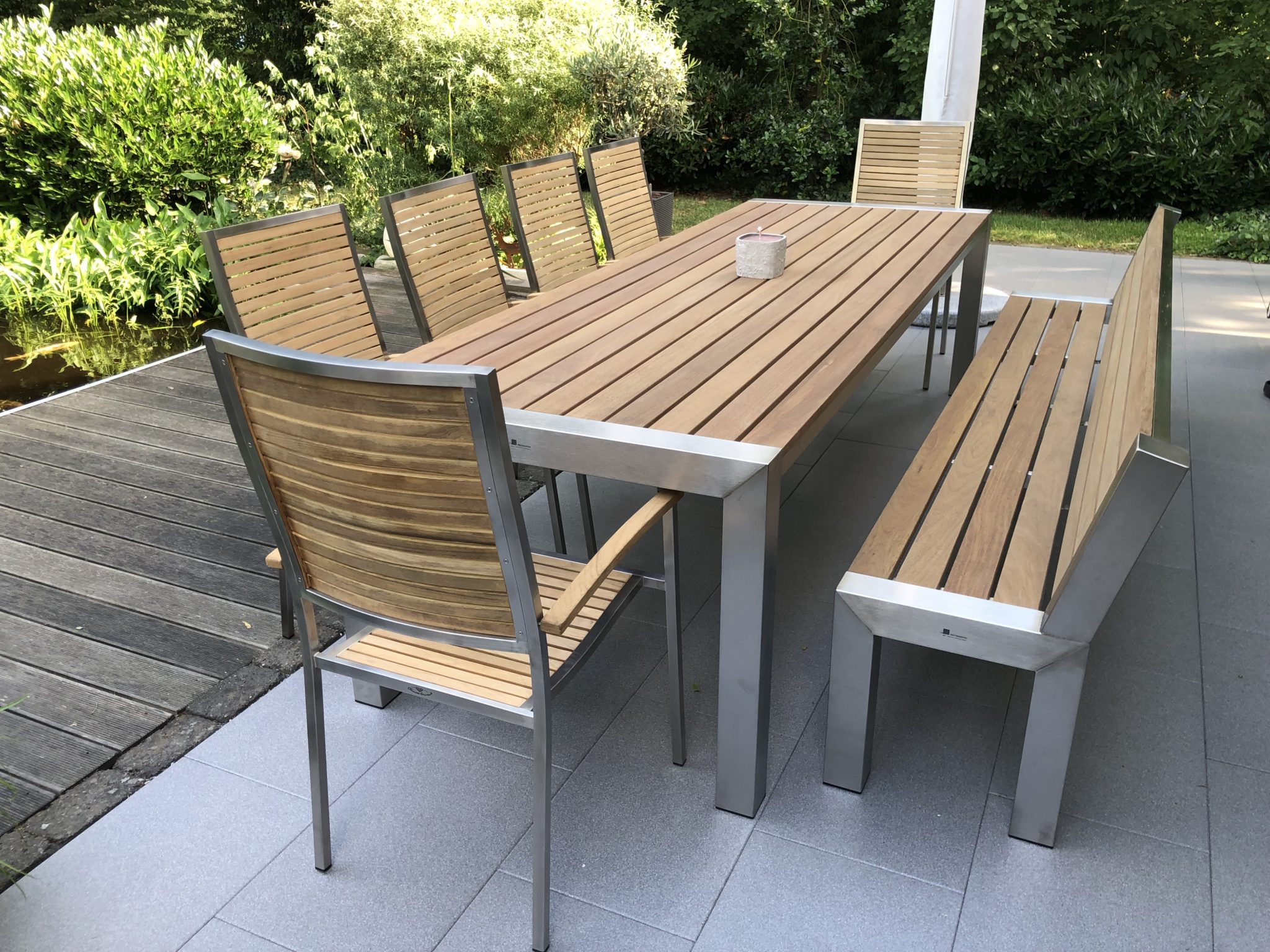 Edelstahl Gartentisch Plaza Teak 3697